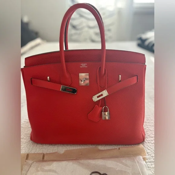 ❌SOLD❌ Hermes Birkin 35 Rouge Capuccine Togo SHW P◾️ - Picture 1 of 16